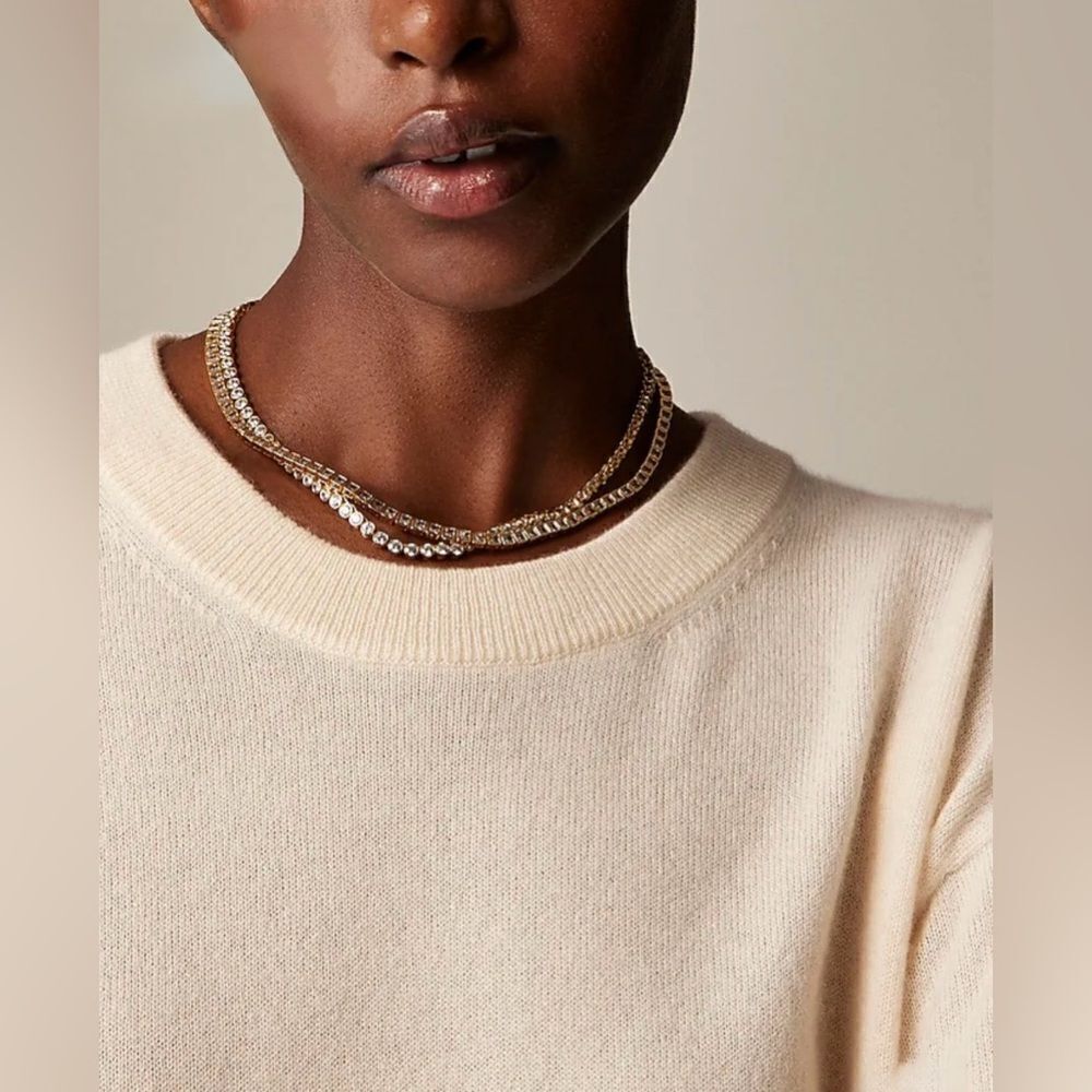 NWT J CREW Cashmere relaxed crewneck sweater in Hthr Muslin ivory - Picture 4 of 7